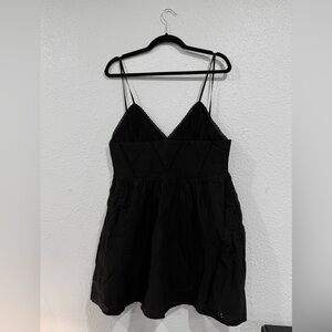 Zara linen fit and flare Black Mini Dress with Spaghetti Straps